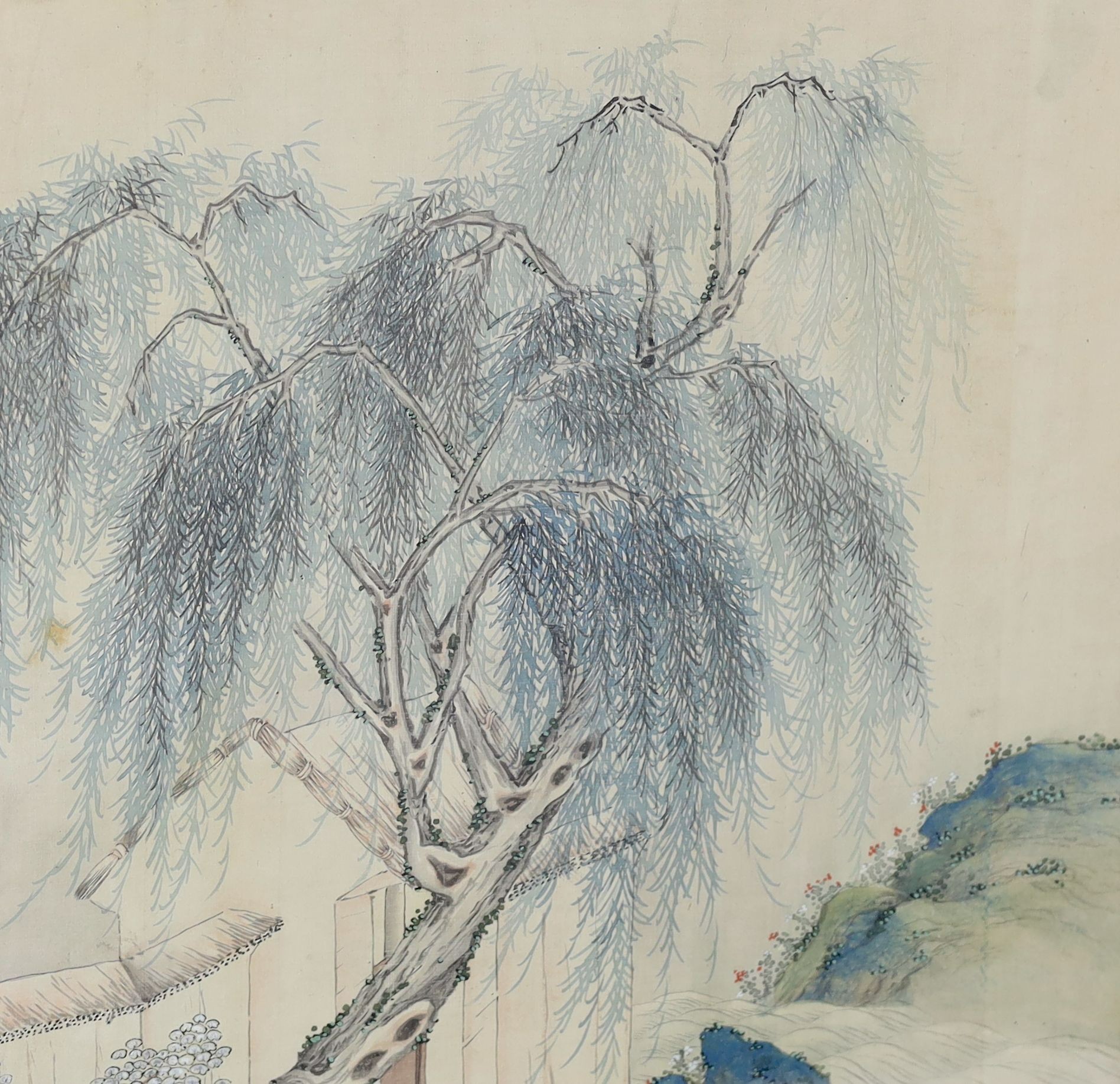 A pair of Chinese silk paintings of ladies in gardens, 19th century, Image 77cm x 41.5cm